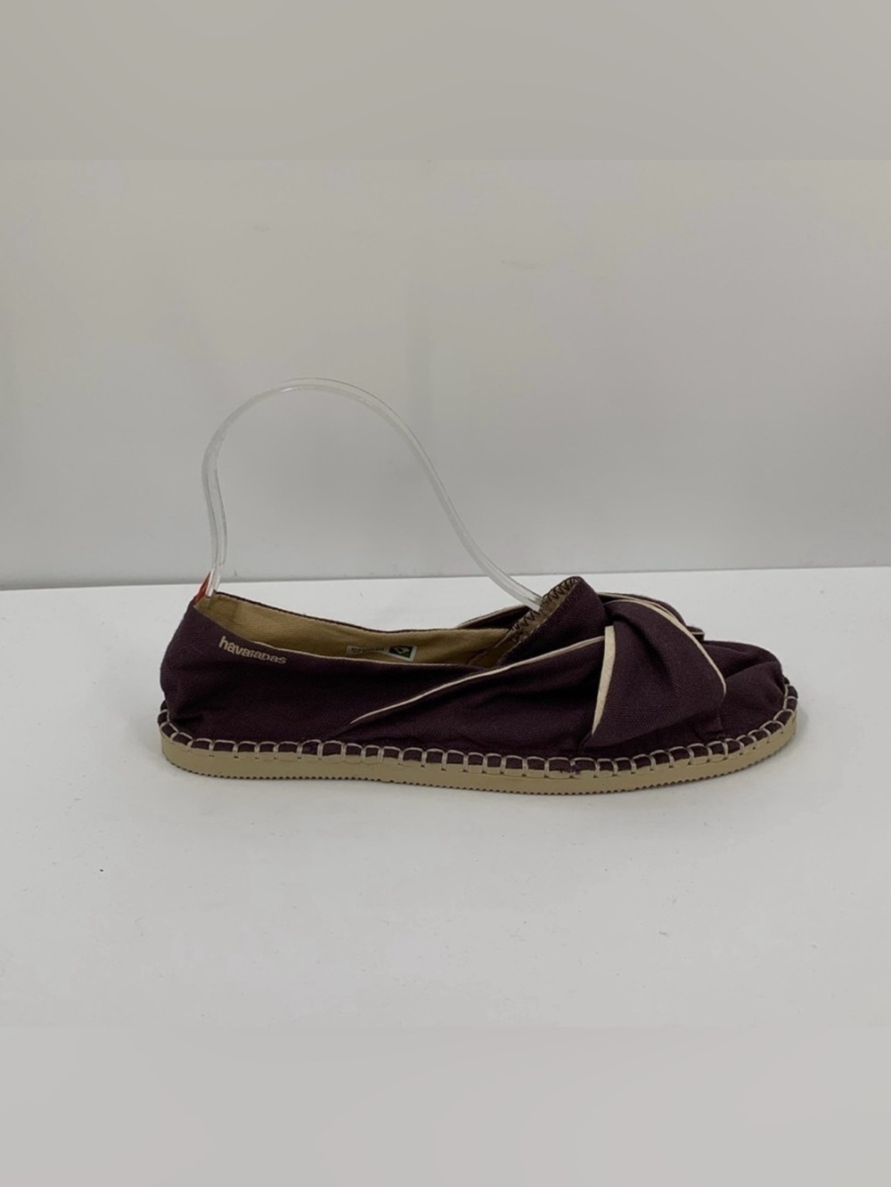 Havaianas Origine twist espadrille shoe canvas purple gray flat Brazil 6.5